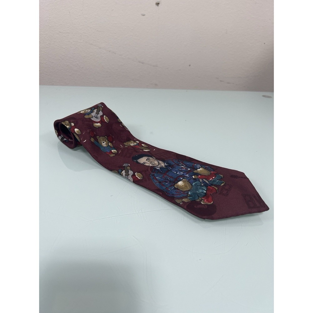 Vintage Elvis Presley Teddy Bear Tie Novelty Music Memorabilia Silk‎ USA - Picture 2 of 6